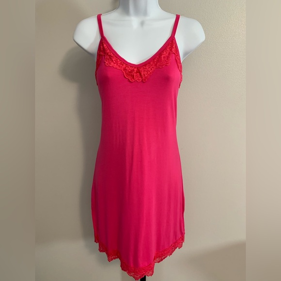 NWOT Aratta Lace-Trim Hot Pink Slip Dress with Adjustable Straps - Picture 16 of 16